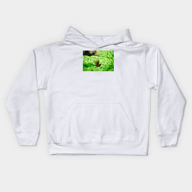 Bird on water plants / Swiss Artwork Photography Kids Hoodie by RaphaelWolf